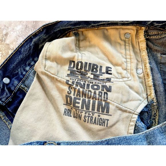 RRL - Ralph Lauren Double RL Vintage Low Straight Burrows wash repaired jeans - Picture 11 of 15